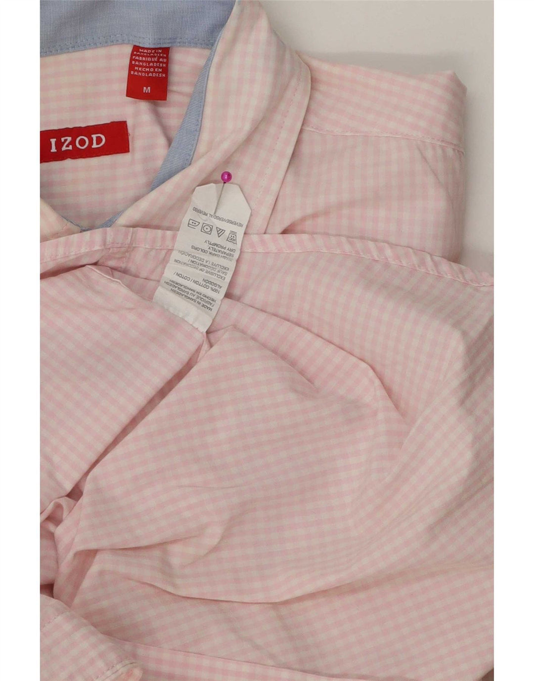 Camisa masculina Izod de algodão guingão rosa médio