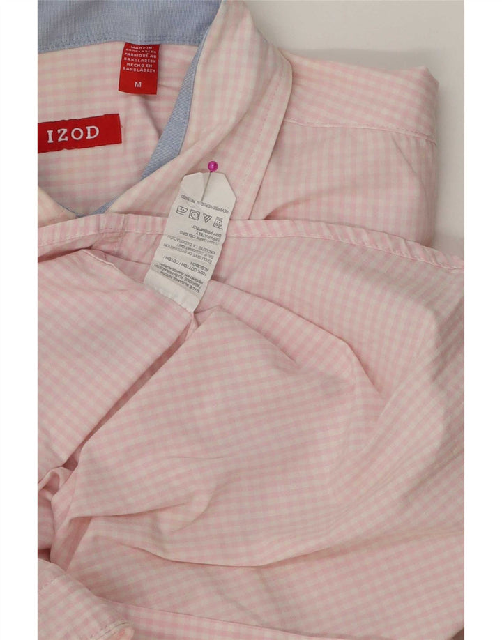 Camisa masculina Izod de algodão guingão rosa médio