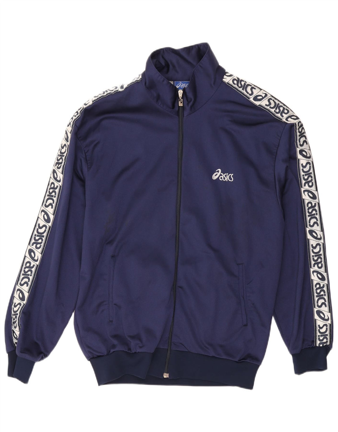 ASICS Mens Graphic Tracksuit Top Jacket Grande Azul Marinho Poliamida