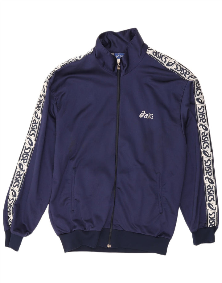 ASICS Mens Graphic Tracksuit Top Jacket Grande Azul Marinho Poliamida