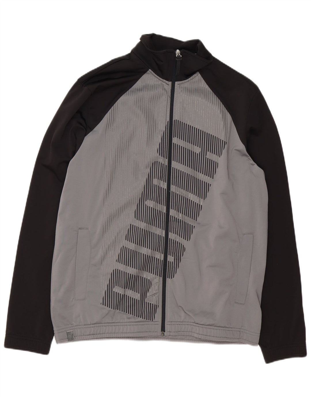 Puma masculino gráfico solto ajuste agasalho jaqueta pequena cinza colorblock