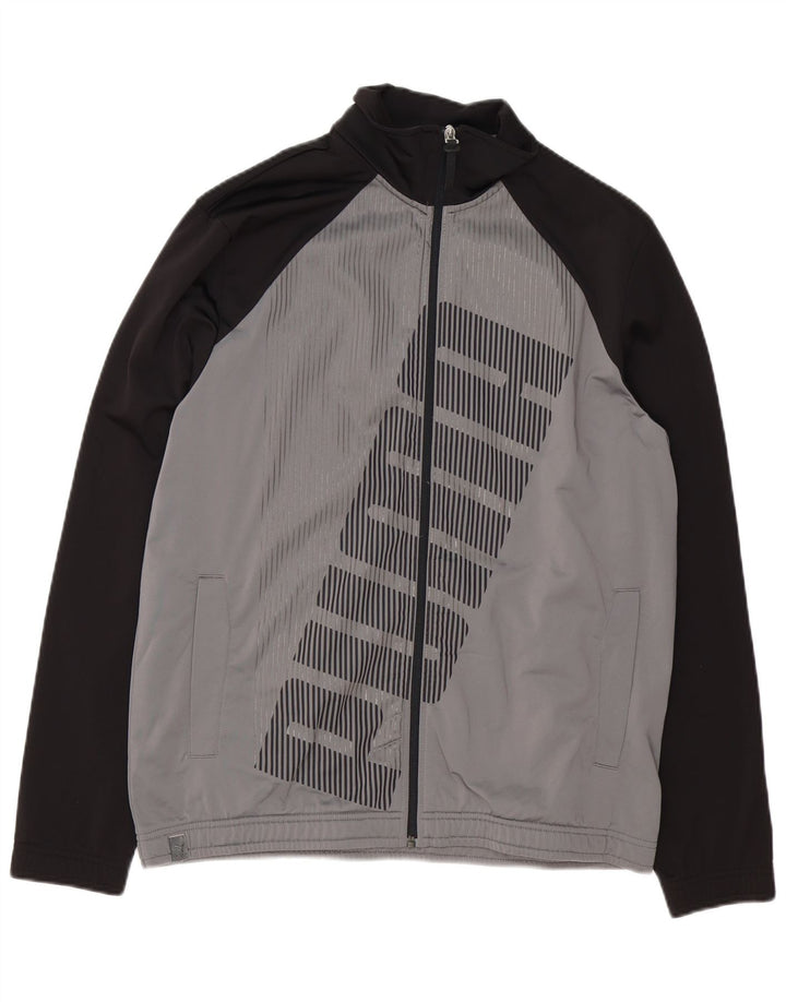 Puma masculino gráfico solto ajuste agasalho jaqueta pequena cinza colorblock