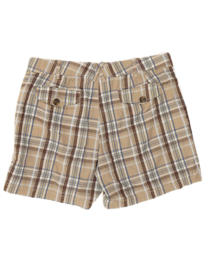 Shorts Chino Feminino Lee US 12 Grande W34 Algodão Xadrez Bege