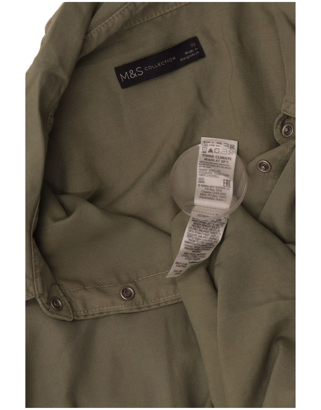 Camisa feminina Marks & Spencer Reino Unido 22 3XL cáqui Lyocell