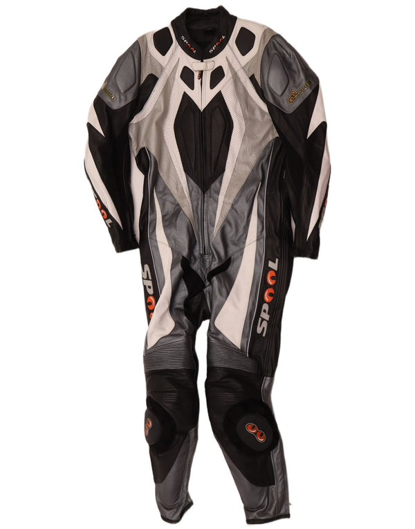 Macacão masculino de couro gráfico Spool IT 52 XL W36 L30 couro preto