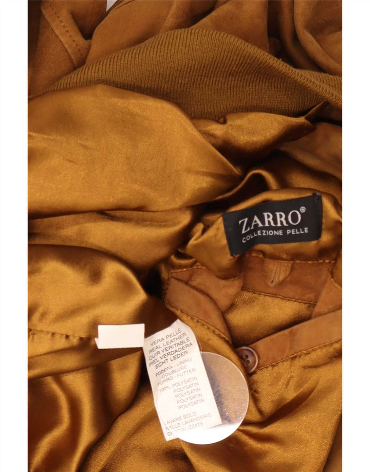 Jaqueta bomber masculina Zarro em camurça UK 44 2XL couro bege