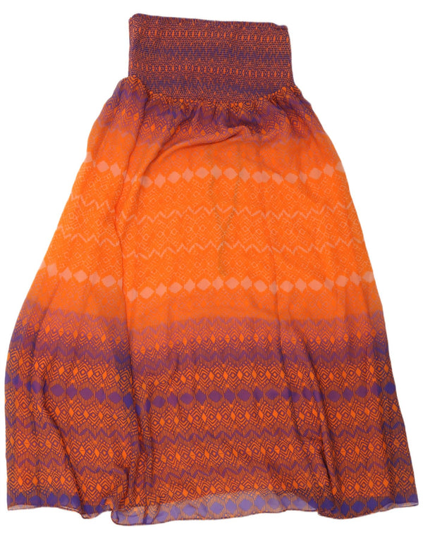 Monsoon Saia feminina cintura alta evasê grande W32 listrada laranja