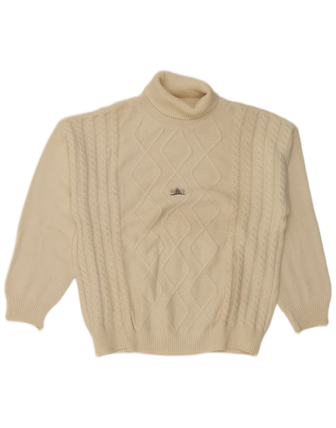 Suéter masculino vintage com gola redonda grande esbranquiçado