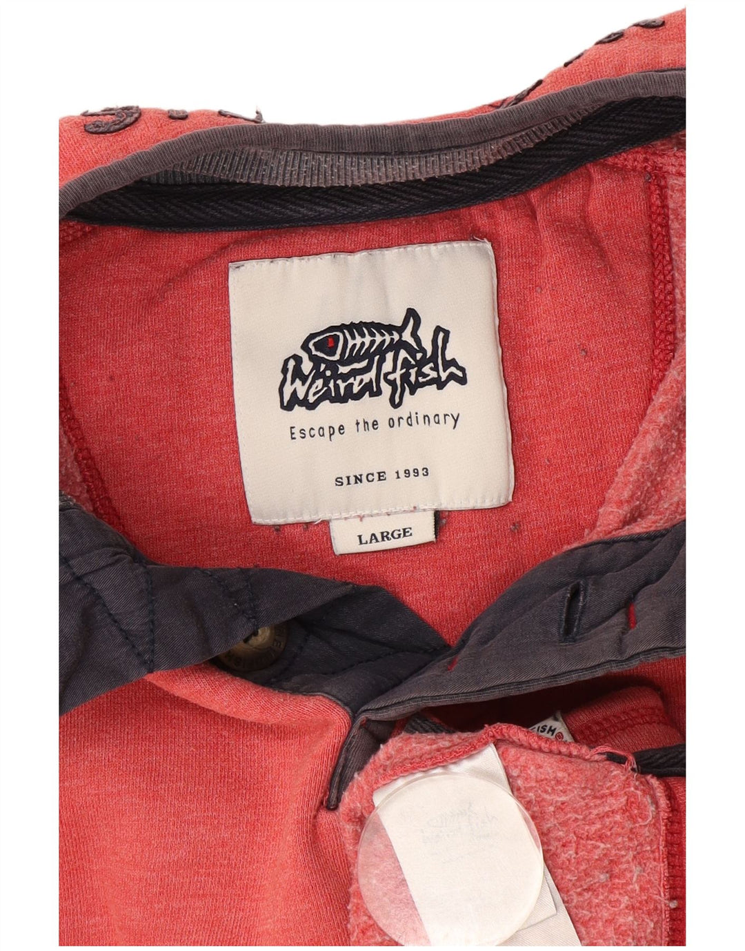 Weird Fish Mens moletom com zíper e gola alta de algodão vermelho