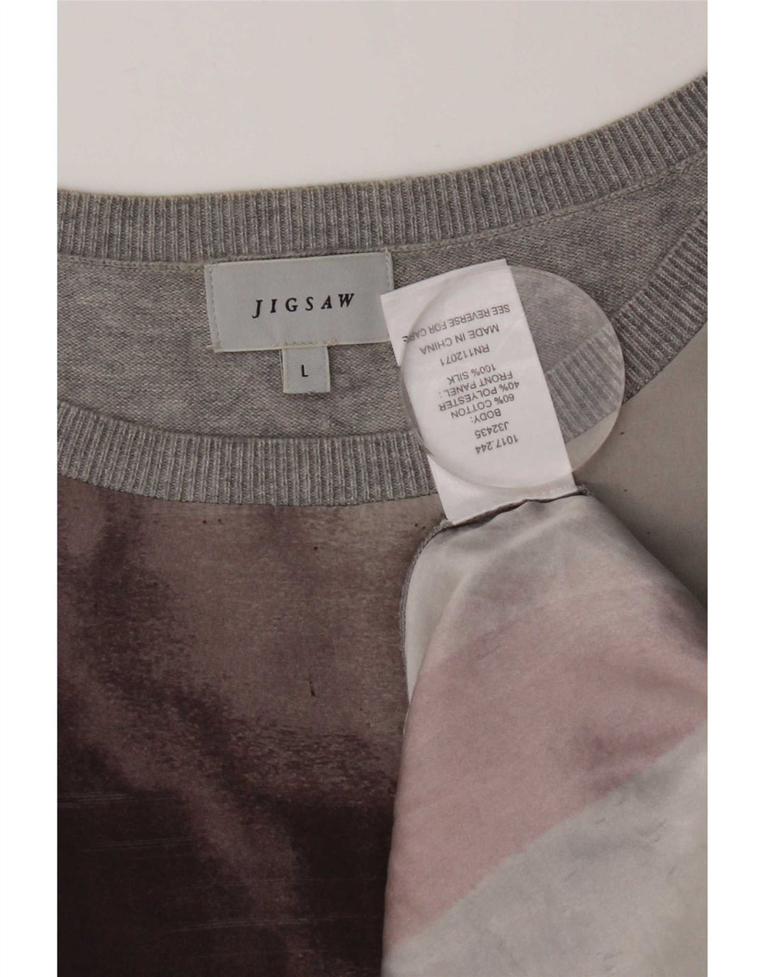 Suéter feminino Jigsaw com gola canoa Reino Unido 16 grande multicolorido