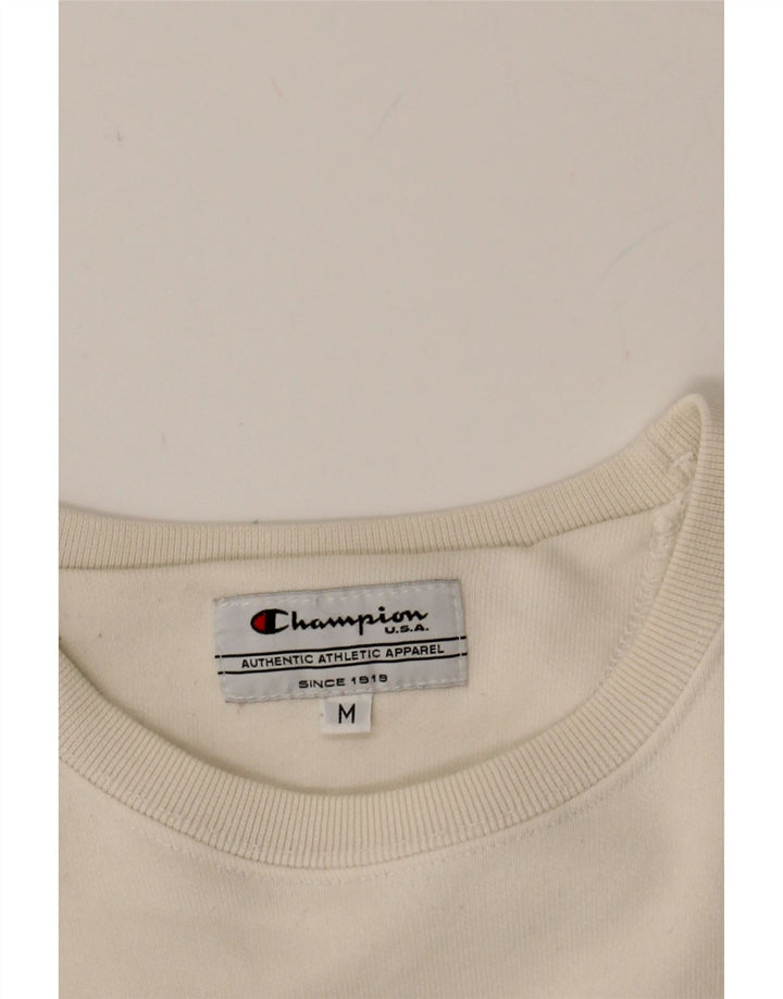 CHAMPION Womens Top Long Sleeve UK 14 Medium Off White Cotton Vintage Champion and Second-Hand Champion from Messina Hembry 