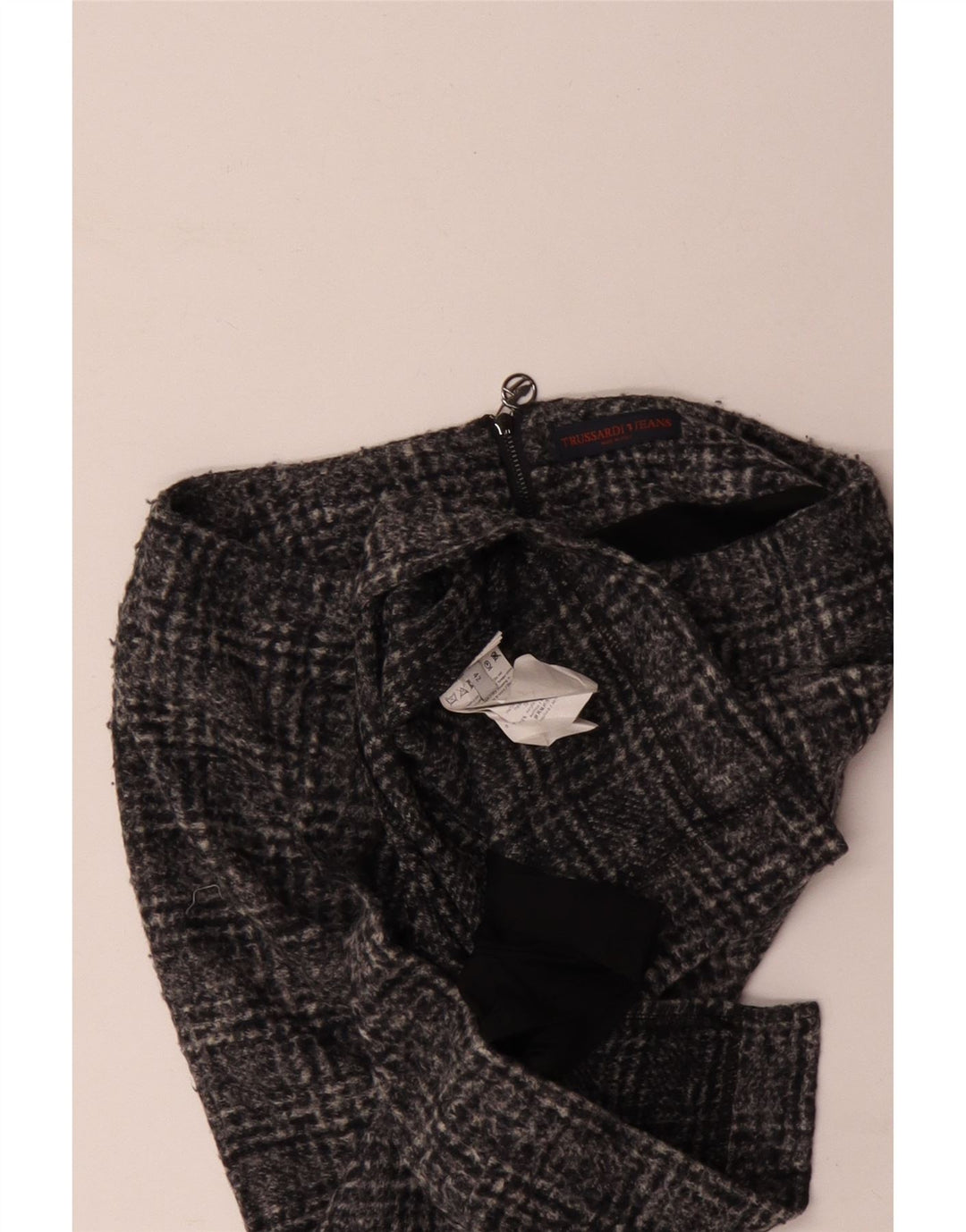 Saia lápis feminina Trussardi IT 42 médio W30 poliéster xadrez cinza