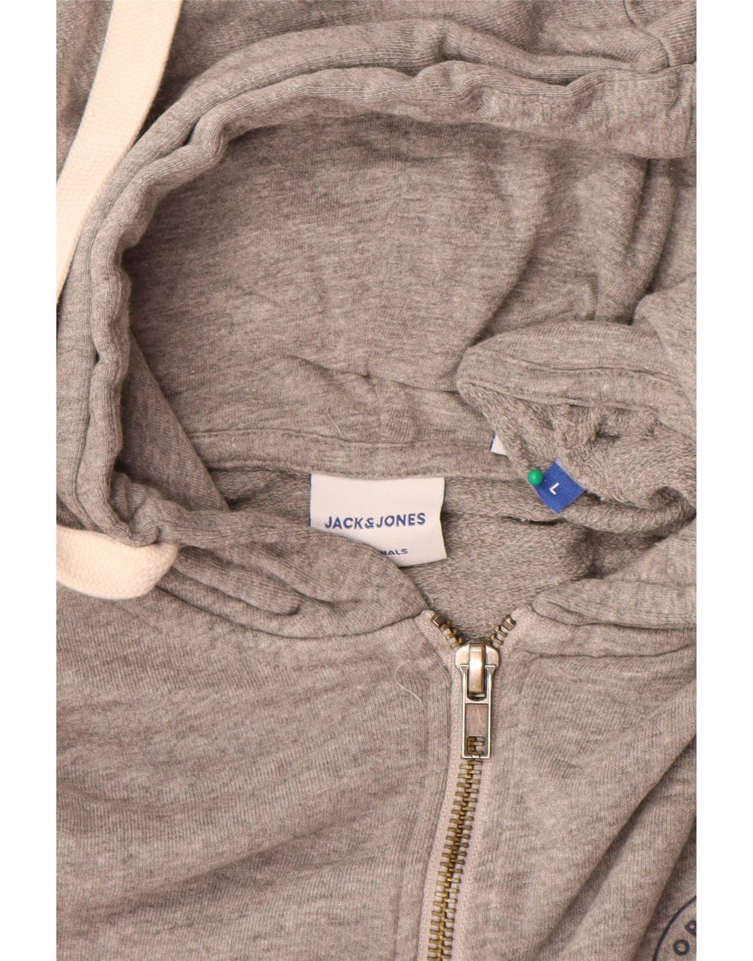Suéter masculino Jack & Jones com capuz e zíper grande algodão cinza