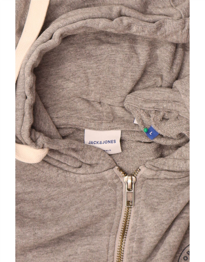 Suéter masculino Jack & Jones com capuz e zíper grande algodão cinza