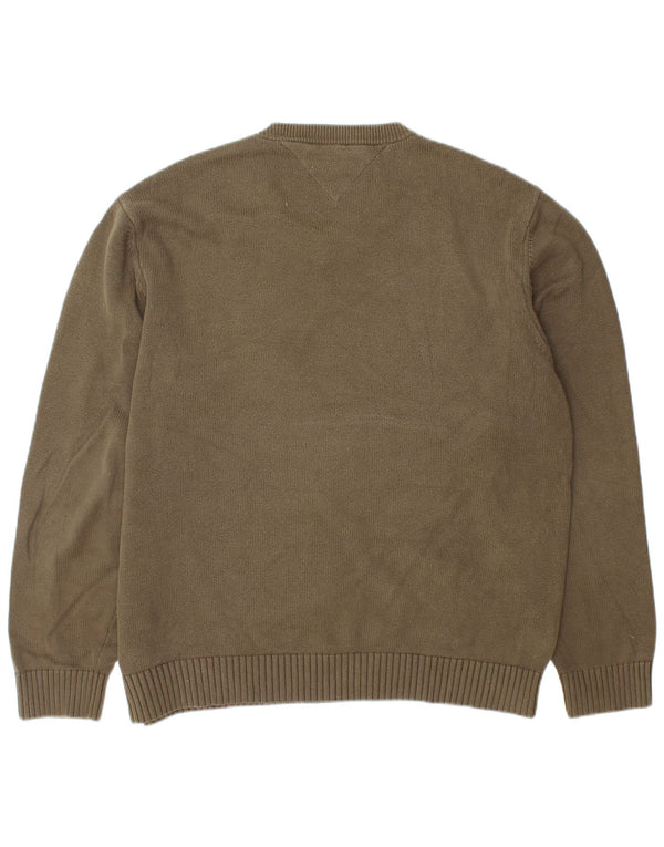 Suéter masculino Tommy Hilfiger com decote em V XL algodão cáqui