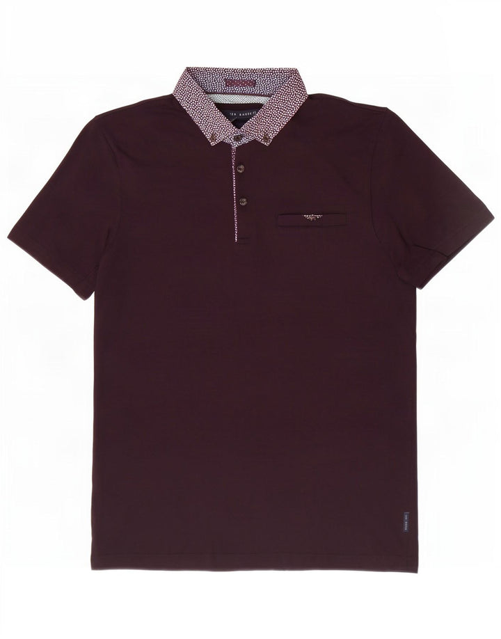 Camisa polo masculina Ted Baker tamanho 4 grande algodão manchado marrom