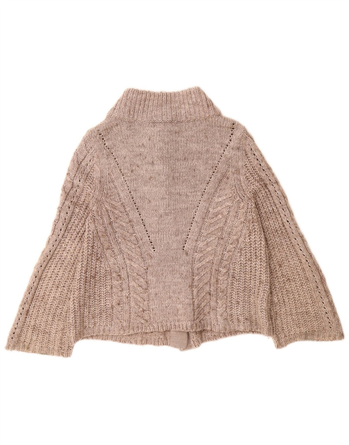 Suéter cardigã feminino Marks & Spencer Reino Unido 12 acrílico manchado cinza médio