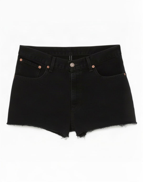 Shorts jeans feminino Levi's 581 desgastado grande W32 algodão preto