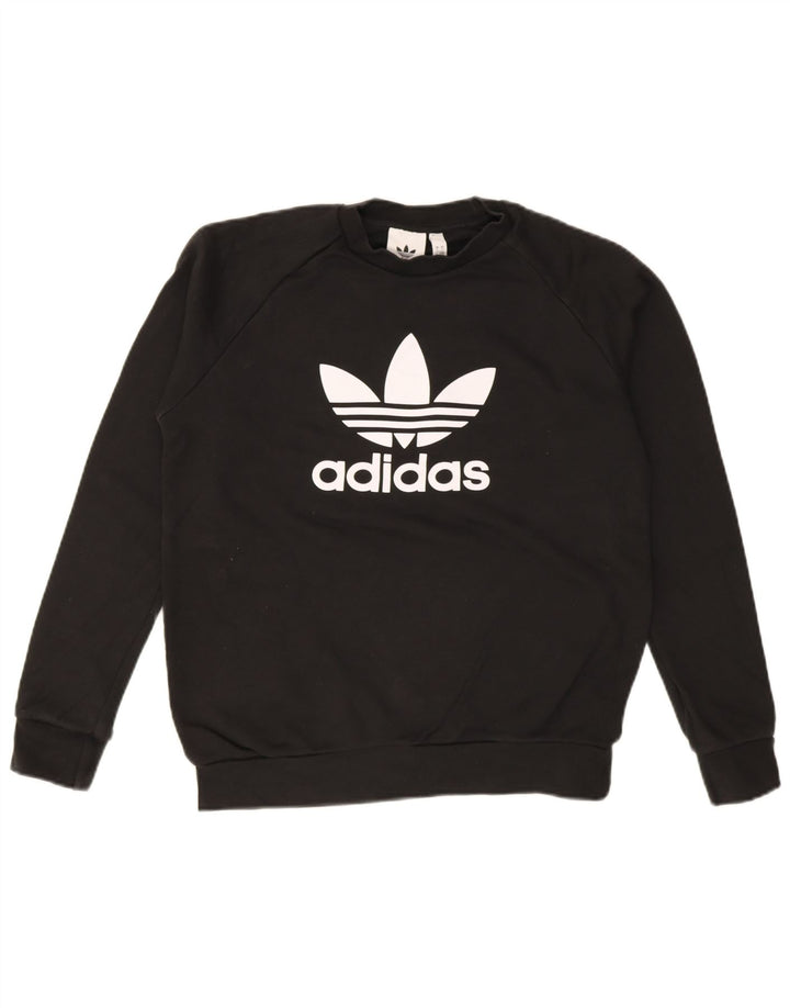 Adidas Mens Graphic Moletom Jumper Pequeno Algodão Preto