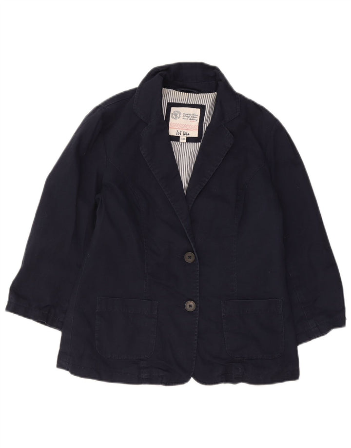 Jaqueta blazer feminina FAT FACE manga 3/4 com 2 botões Reino Unido 10 pequena azul marinho