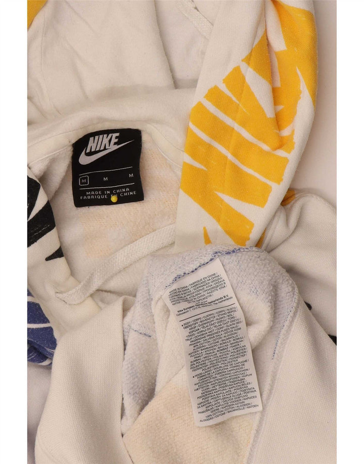 Nike masculino gráfico moletom com capuz médio algodão branco