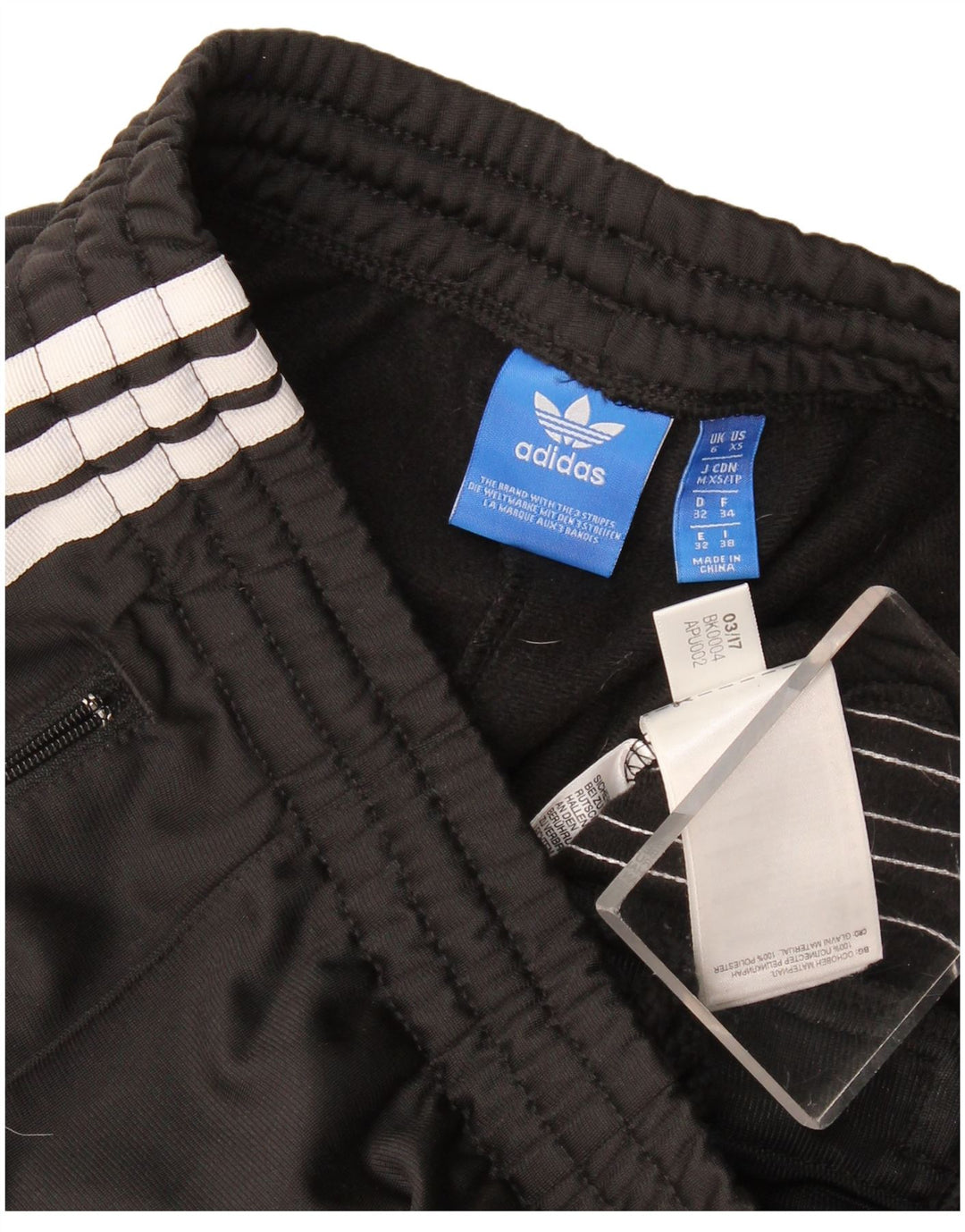 Calças de treino femininas Adidas UK 6 XS poliéster preto