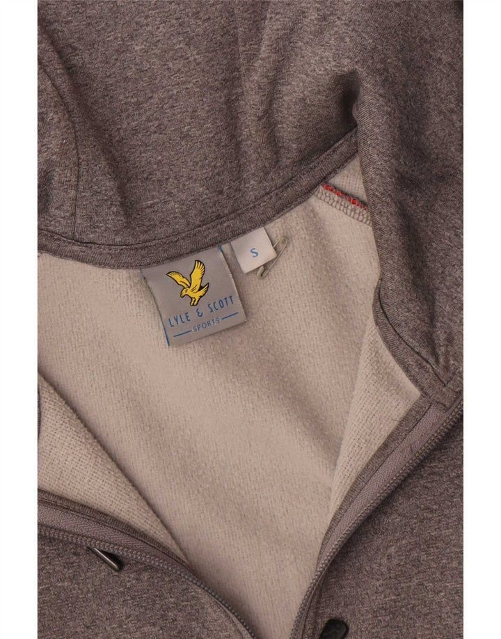 Lyle & Scott Suéter masculino com capuz e zíper pequeno cinza colorblock poliéster