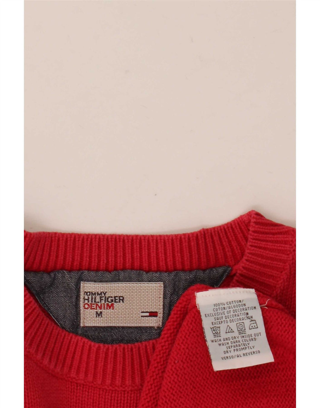 Suéter masculino Tommy Hilfiger com gola redonda, algodão vermelho médio