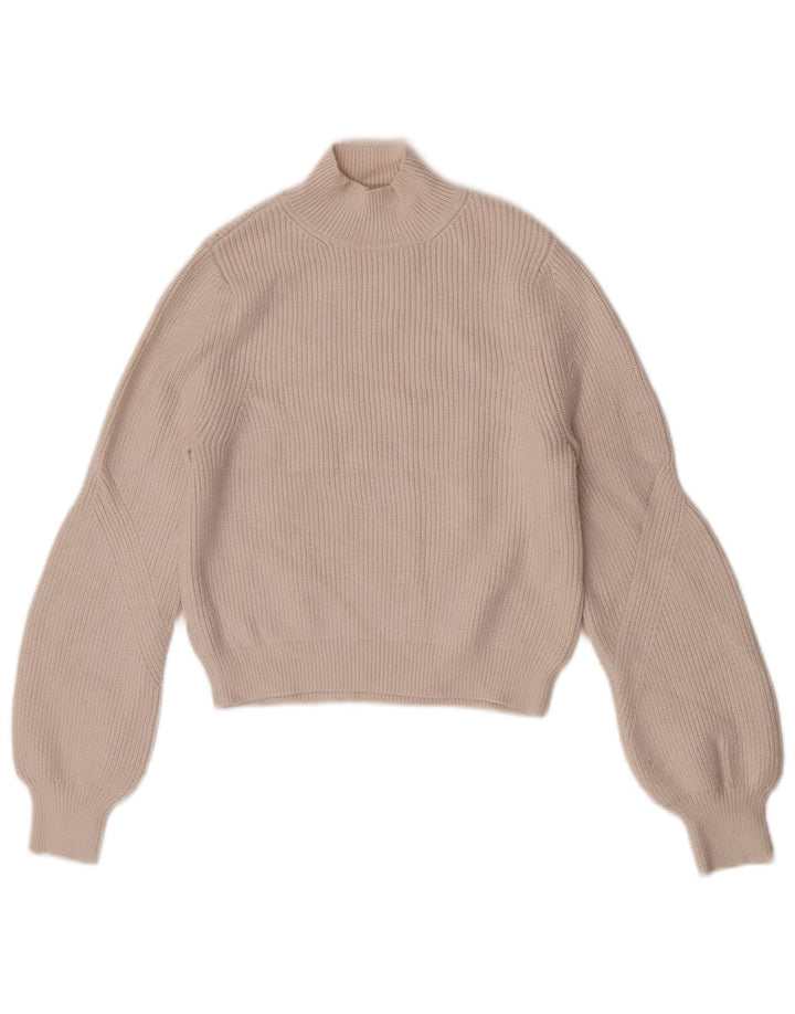 Suéter feminino Zara com gola tartaruga e gola alta, Reino Unido 12 médio off white viscose