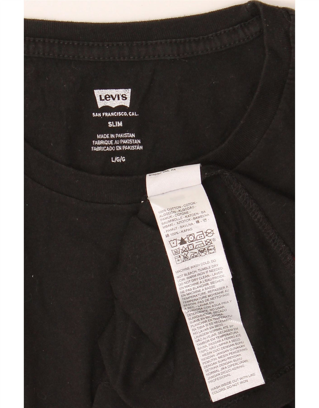 LEVI'S Mens Slim T-Shirt Top Large Black Cotton Vintage Levi's and Second-Hand Levi's from Messina Hembry 