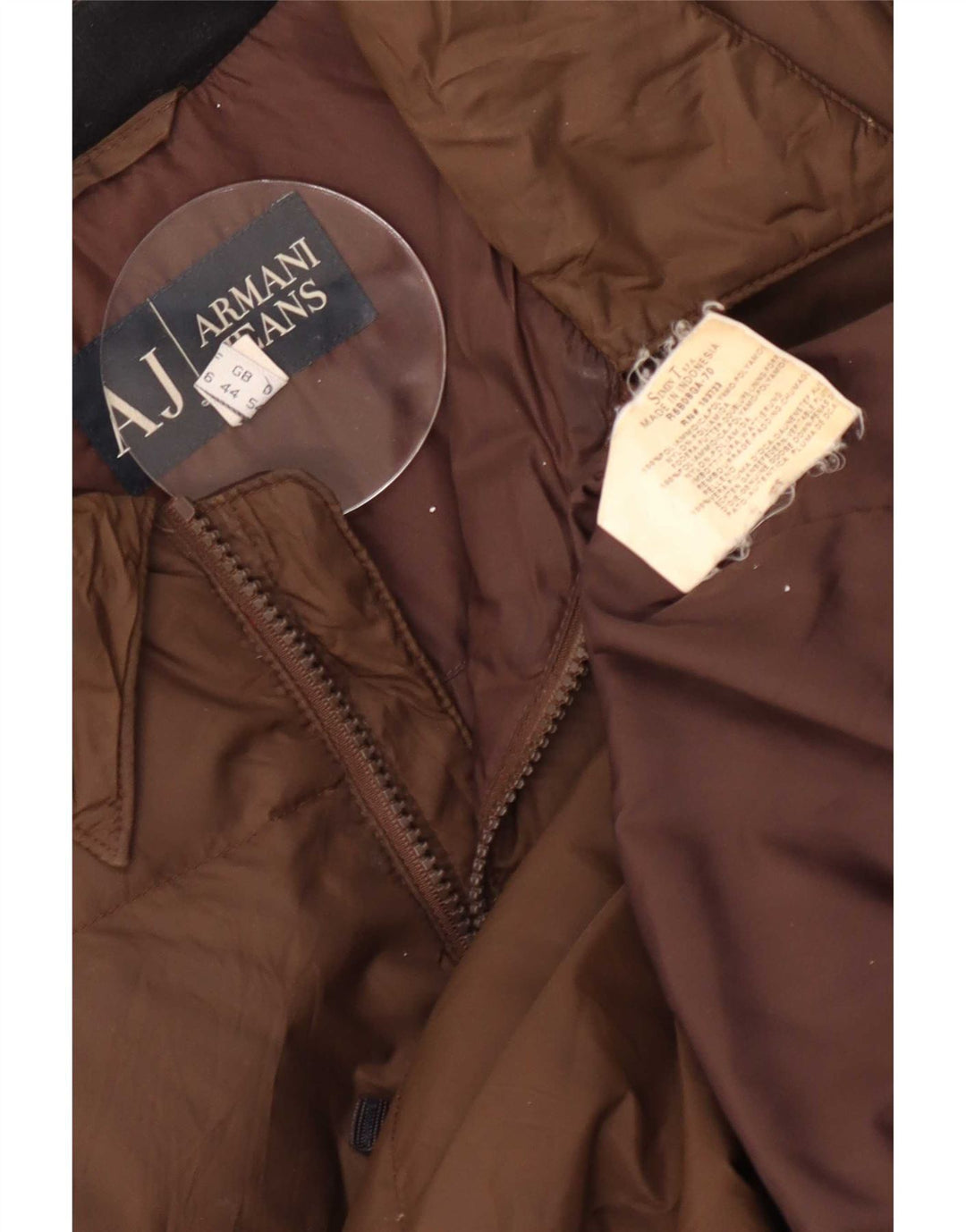 Jaqueta acolchoada masculina Armani UK 44 2XL poliamida marrom