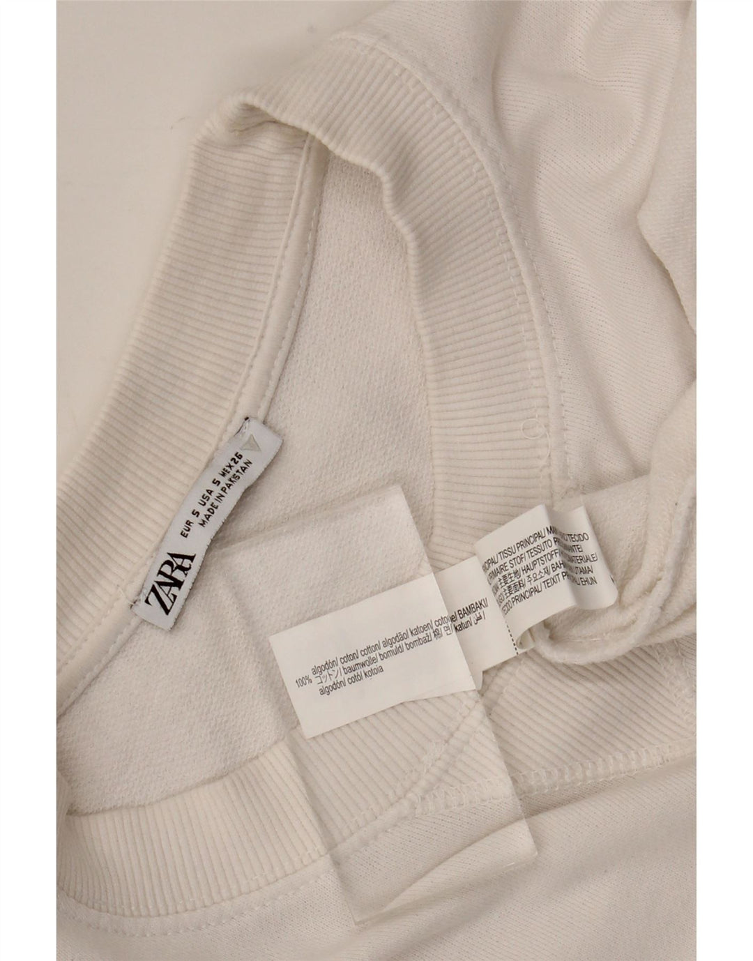 Zara moletom feminino oversized jumper UK 10 pequeno algodão branco