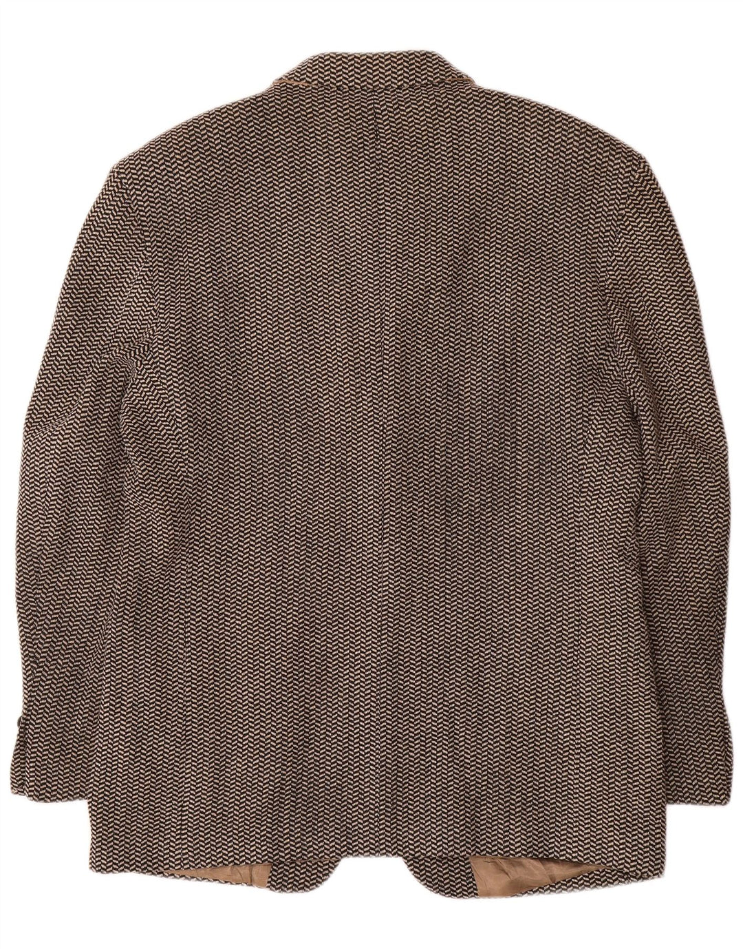 Jaqueta Blazer Masculina Ferre com 3 Botões IT 52 XL Marrom Espinha de Peixe Lã