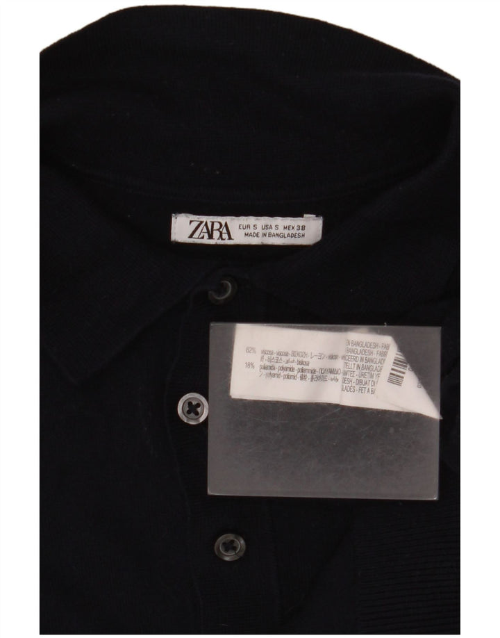 Camisa polo masculina Zara pequena viscose azul marinho