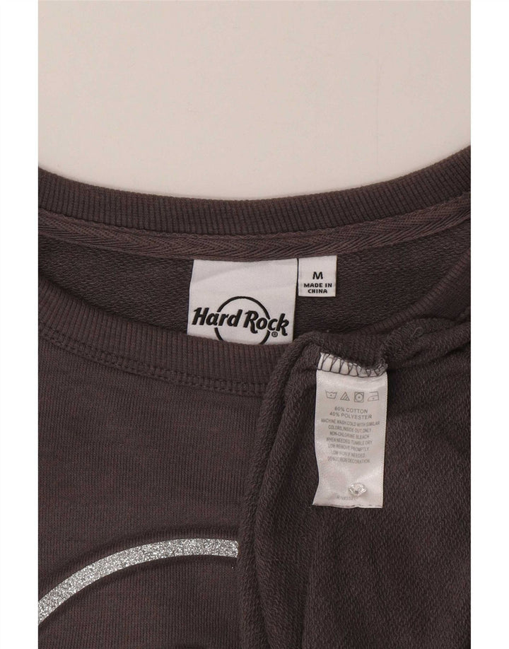 Hard Rock Cafe feminino gráfico oversized moletom jumper Reino Unido 14 cinza médio
