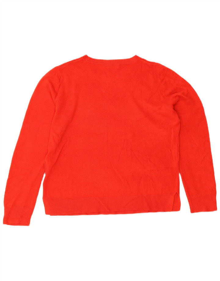 Suéter feminino Marks & Spencer grande com gola canoa Reino Unido 16 grande vermelho