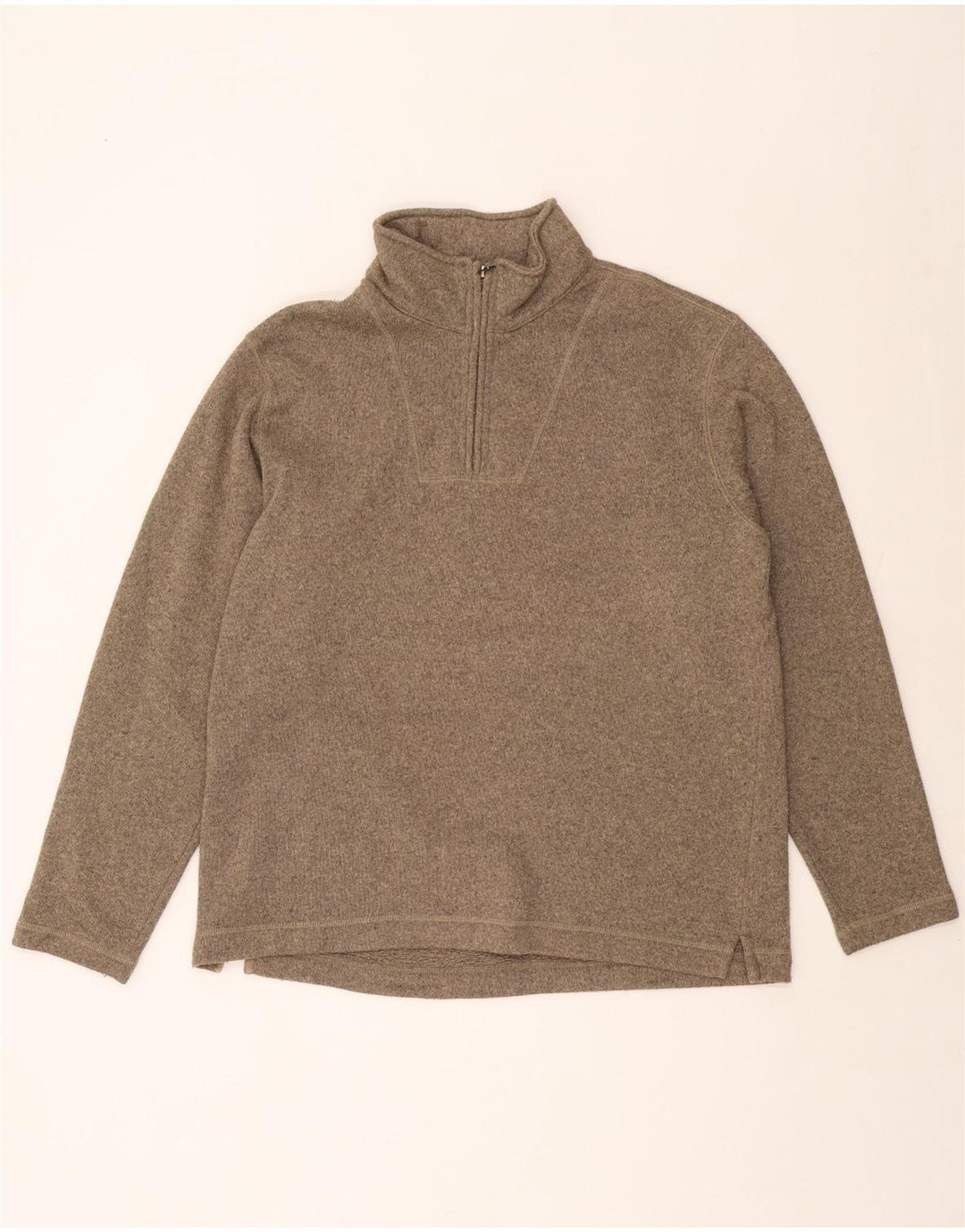 EDDIE BAUER Suéter masculino com zíper e gola grande poliéster marrom