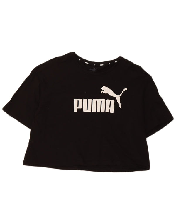 Camiseta feminina Puma Crop Graphic Top UK 16 grande algodão preto