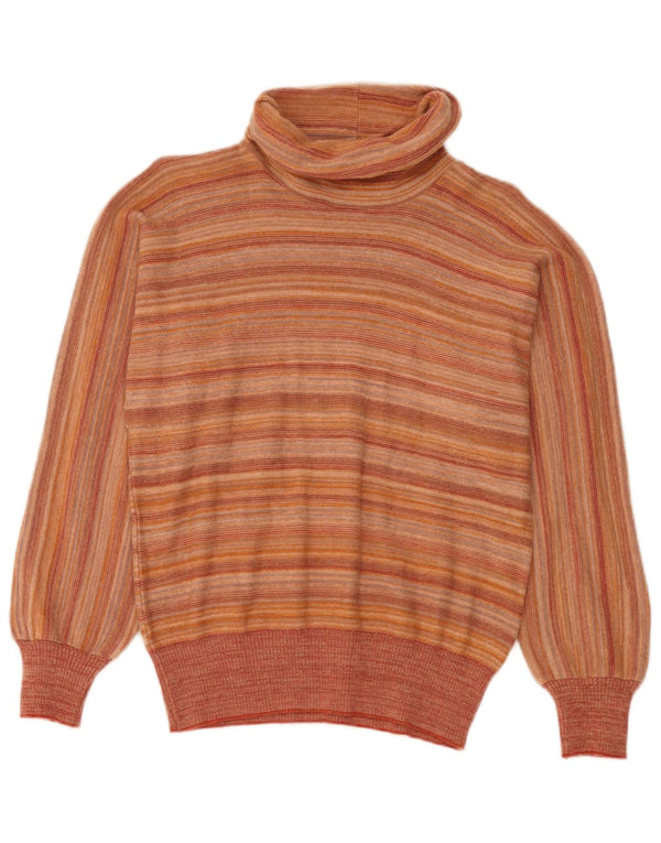 Suéter feminino vintage com gola redonda IT 44 listrado laranja médio