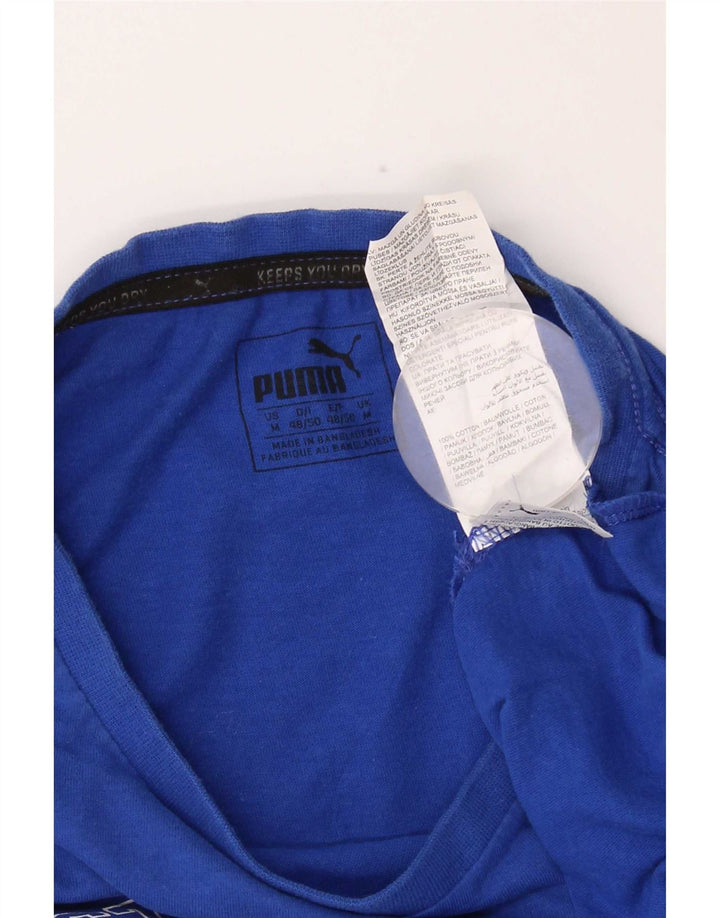 Puma Mens Graphic T-Shirt Top Médio Algodão Azul