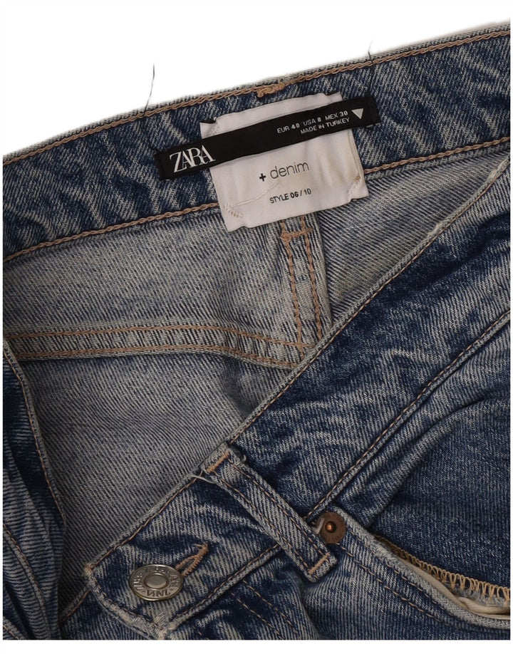 Zara Jeans feminino cintura alta reta EU 40 médio W30 L27 azul
