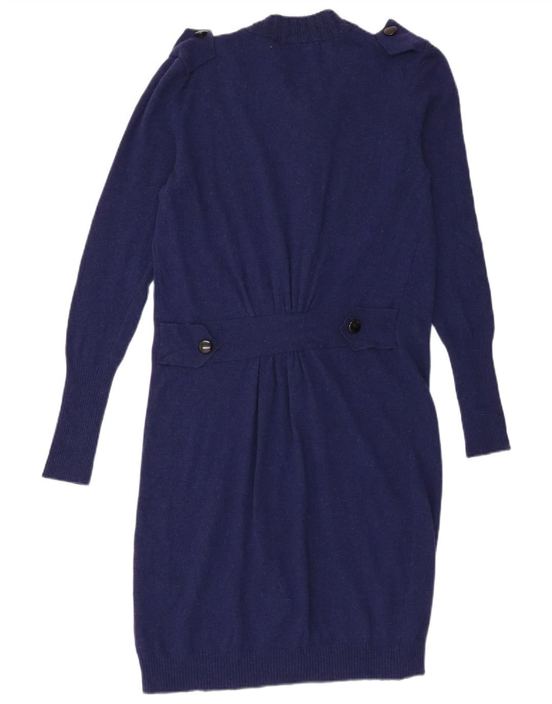 Suéter cardigã feminino vintage com palangre IT 44 lã azul marinho médio