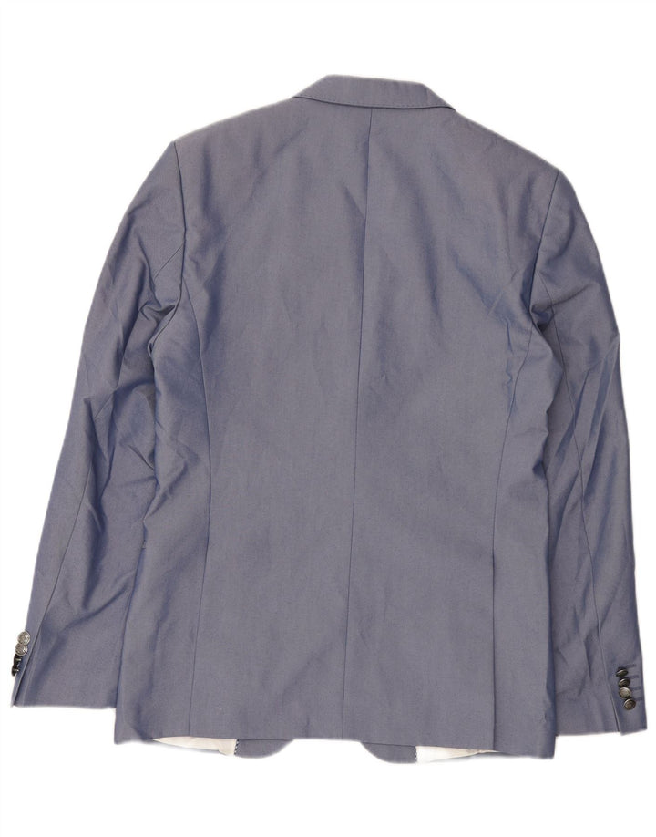 Jaqueta blazer masculina Zara com 2 botões Reino Unido 36 algodão azul pequeno