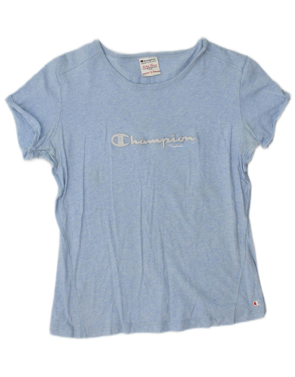 Camiseta feminina Champion Heritage Classics com estampa gráfica UK 10 pequena azul