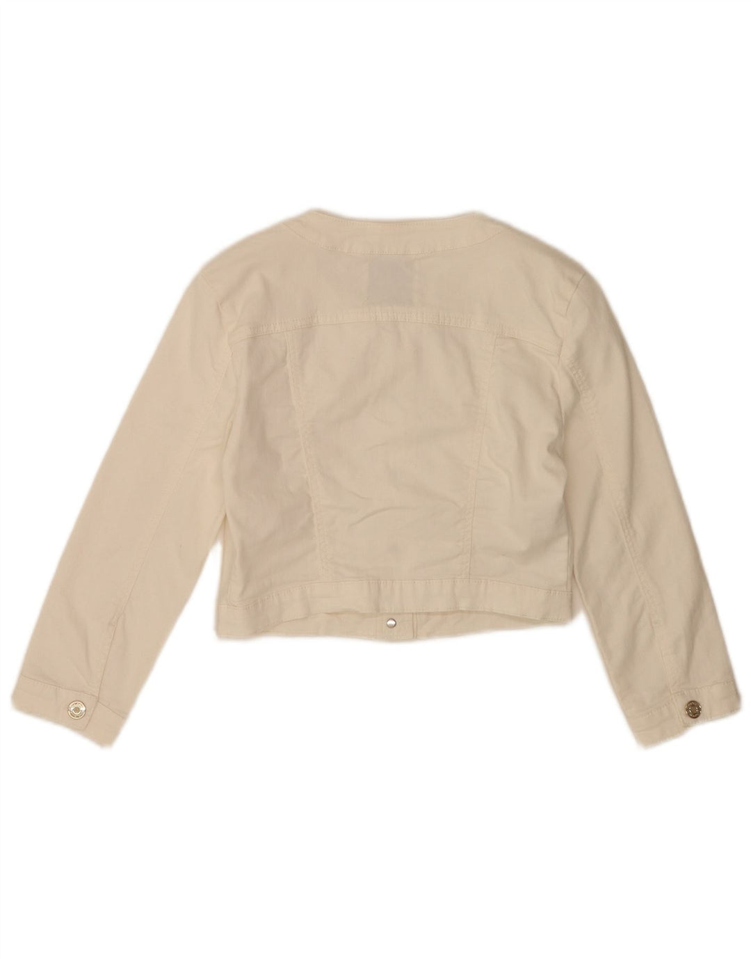 Jaqueta jeans feminina vintage manga 3/4 IT 40 algodão branco pequeno