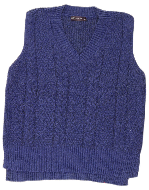 Regata feminina Marks & Spencer com ajuste relaxado e colete UK 14 médio azul manchado