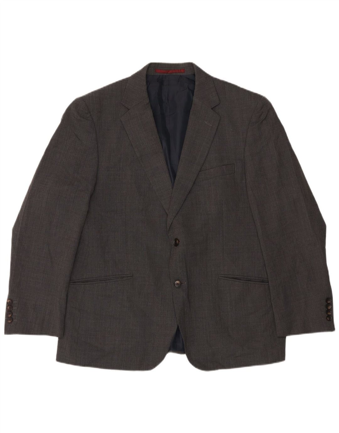 Jaqueta blazer masculina Marks & Spencer curta de 2 botões Reino Unido 44 XL lã cinza