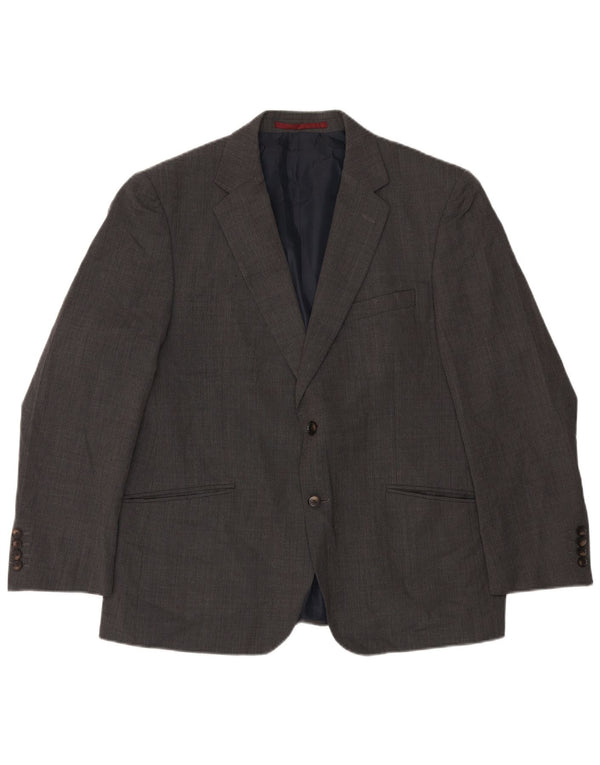 Jaqueta blazer masculina Marks & Spencer curta de 2 botões Reino Unido 44 XL lã cinza