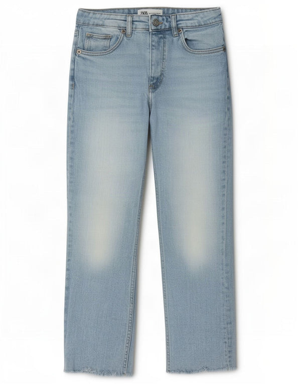 Calça jeans reta feminina Zara EU 36 XS W26 L25 azul