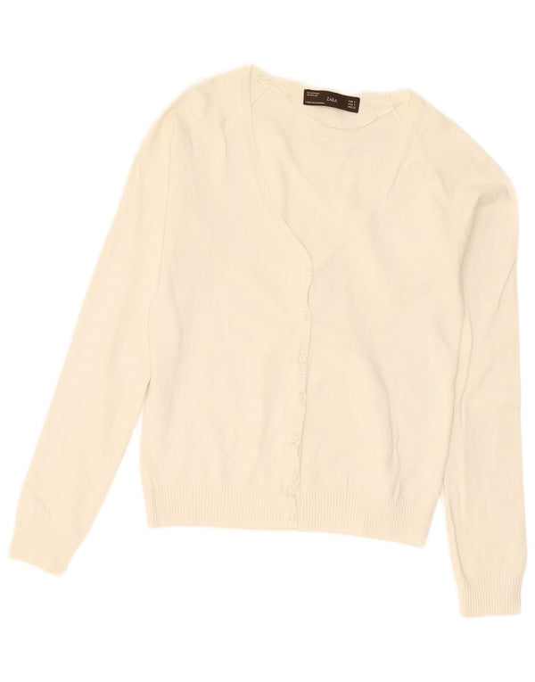 Suéter cardigã feminino Zara Reino Unido 10 pequeno algodão branco